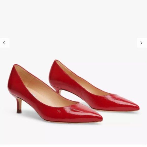 LK Bennett Shoes - L.K.Bennett Audrey Crinkle Patent Pointed Toe Court Shoes - Bright Red - Size 40